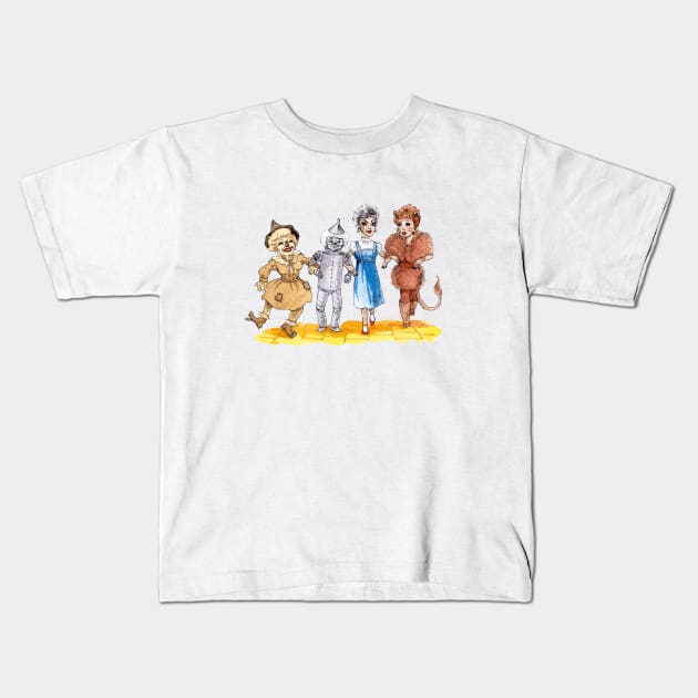 Follow the Golden Brick Road Kids T-Shirt by endrene